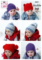 Knitting Pattern - King Cole 4651 - Cherish DK - Children's Hats